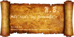 Mátyásy Bodomér névjegykártya